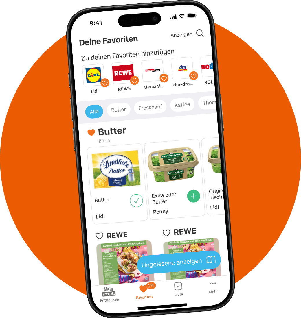 Merke dir deine Lieblingshändler in der kaufDA App und werde benachrichtigt bei neuen Angeboten.
